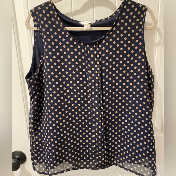CJ Banks Tops - CJ Banks Navy and Cream Polka Dot Sleeveless Camisole